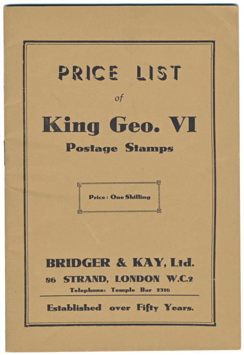 Bridger & Kay Price List 1950